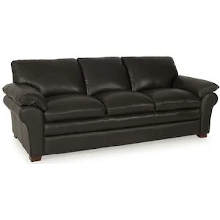 Casual Leather Stationary Sofa